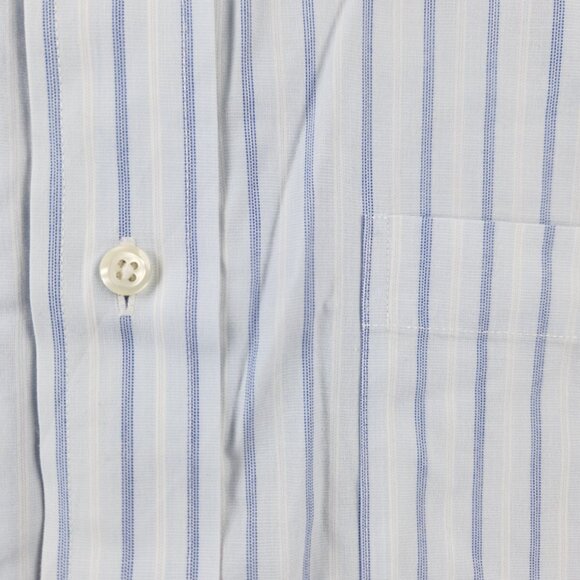 Brooks Brothers 17.5 Blue Striped Short Sleeve Button Up Shirt Traditional Fit - Picture 9 of 13